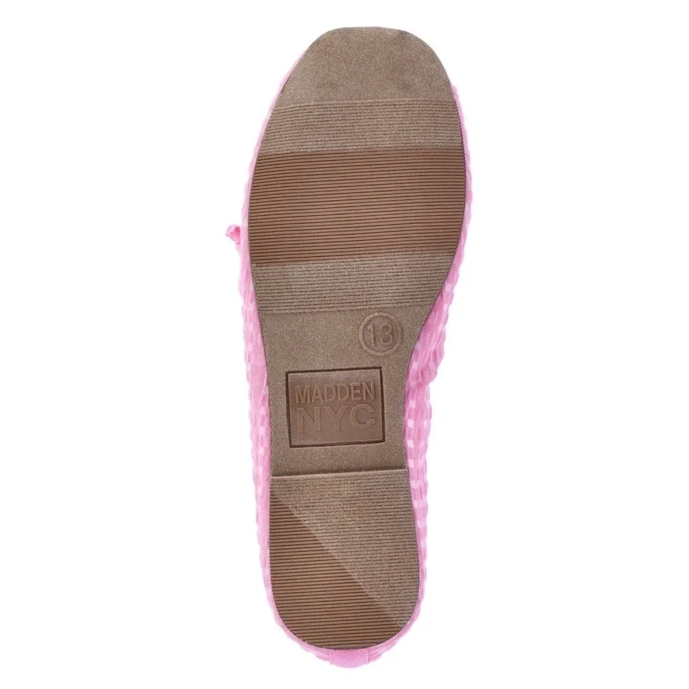 Madden NYC Girls Gingham Mesh Ballet Flats Pink Slip On Shoes Size 6 NEW
